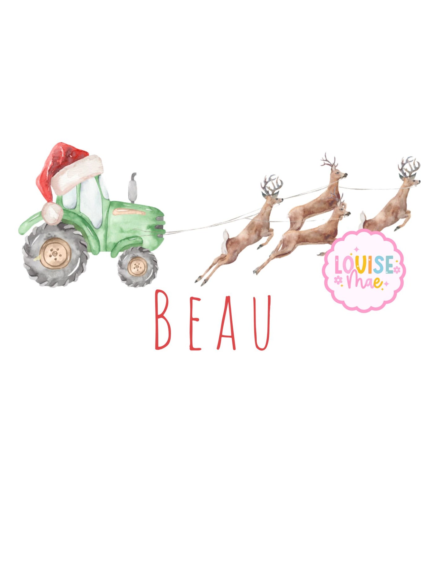 Boys and Girls Tractor Sleigh Name Tee