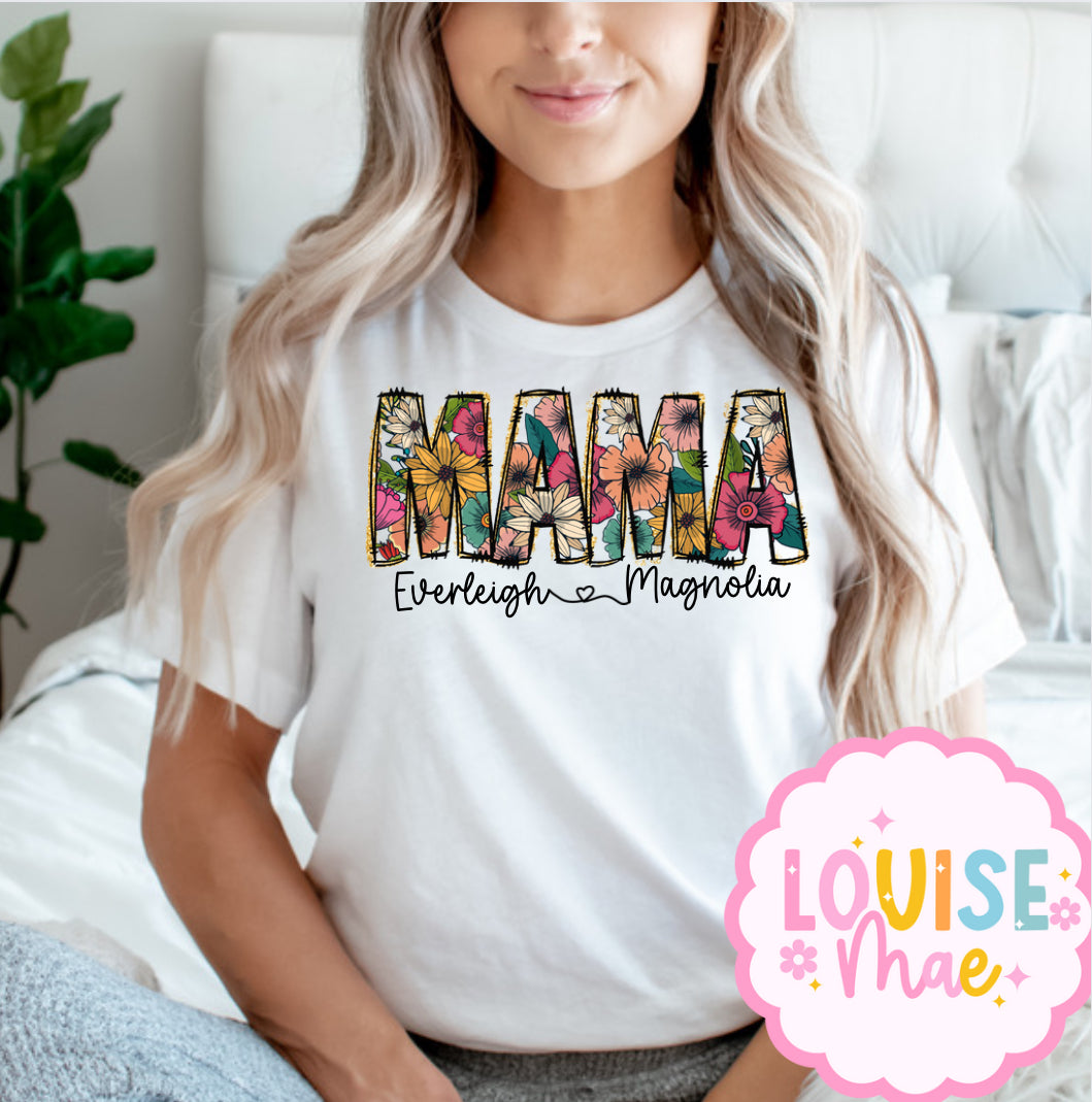 Custom floral Name Tee pre-order