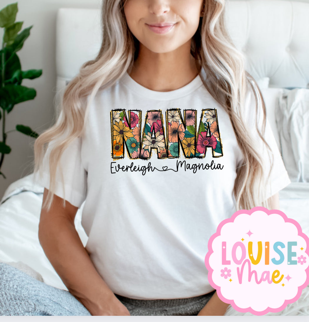 Custom floral Name Tee pre-order