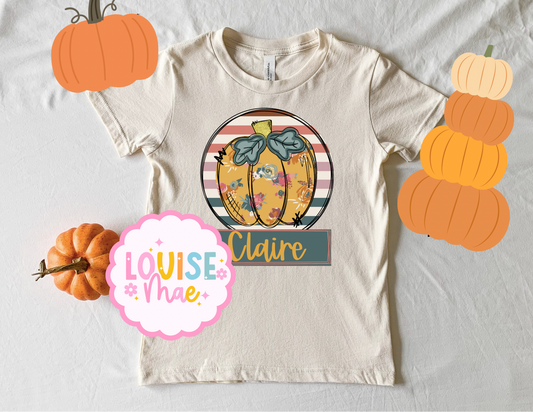 Stripe Pumpkin girl personalized