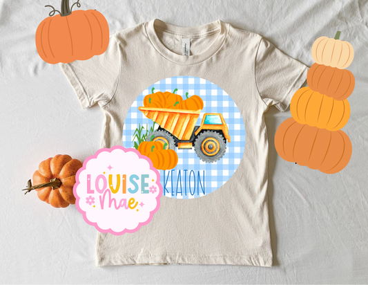 Pumpkin dump truck personalized