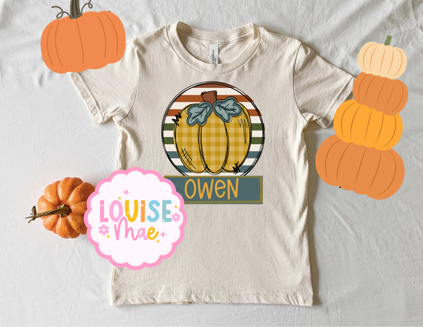 Stripe Pumpkin boy personalized