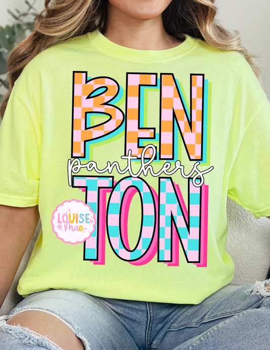 Checkered Neon Benton Panthers