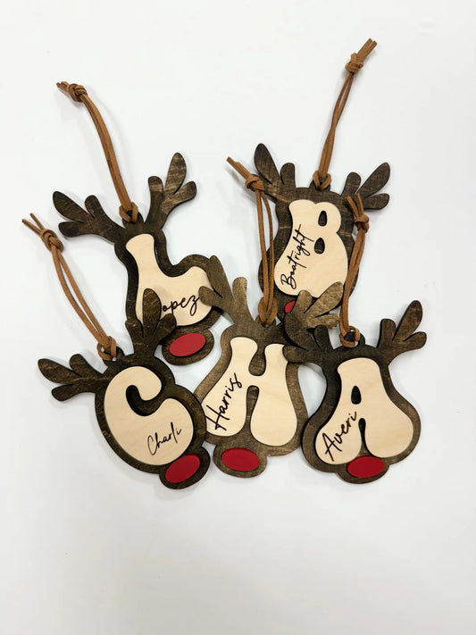 Reindeer initial ornament